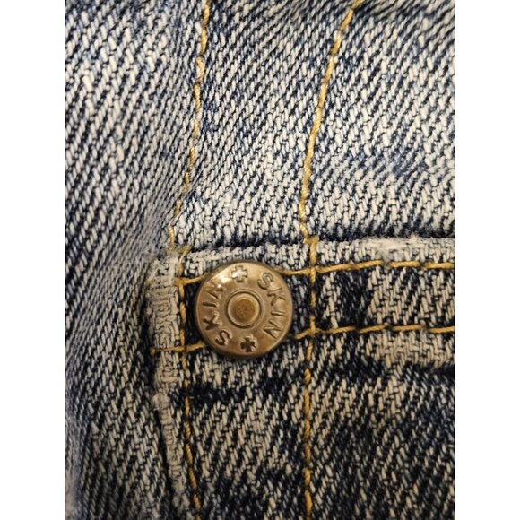 Skin Industry Blue Jeans Mens 36x30 Straight Leg Vtg 90s Button Fly Pink Lady - Picture 12 of 13